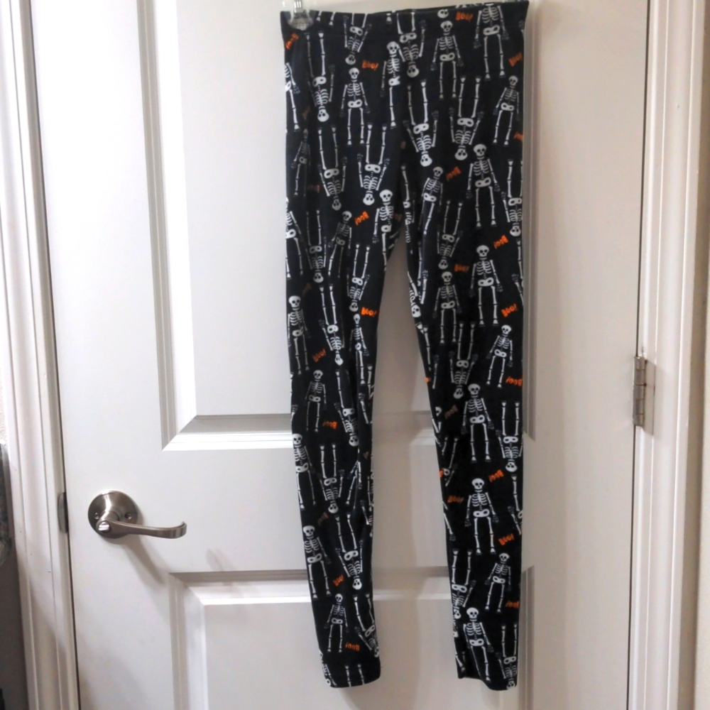 No Boundaries S Plush Soft Skeleton Leggings Halloween Holiday Casual Goth Boo!